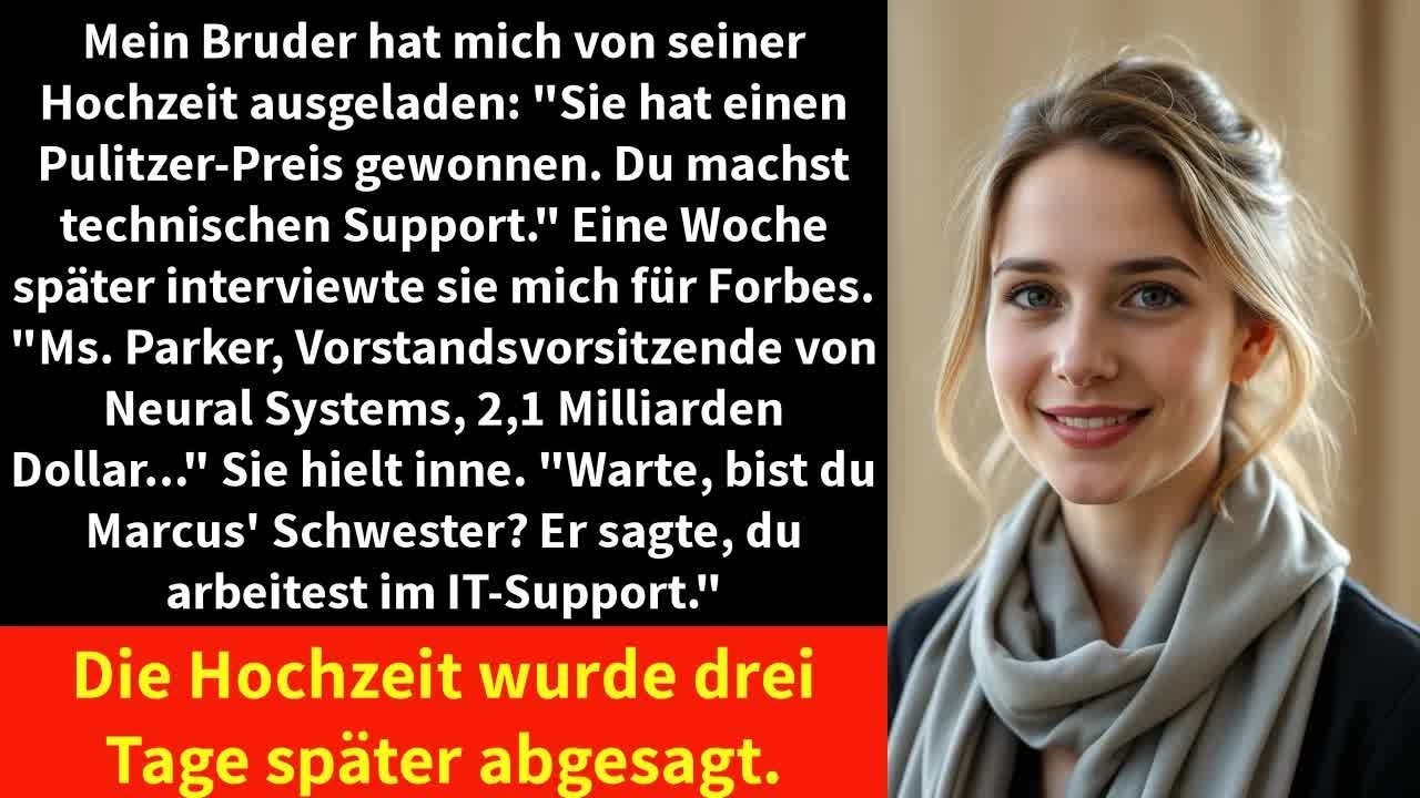 Mein Bruder hat mich von seiner Hochzeit ausgeladen： ＂Sie hat einen Pulitzer Preis gewonnen