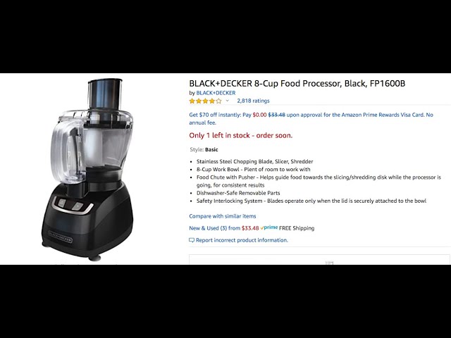 NEW Black + Decker 8-Cup Food Processor FP1600B