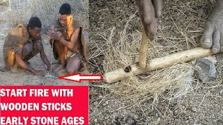 Ona  zama za Kale Moto kwa Vijiti fire start by wooden sticks early stone age