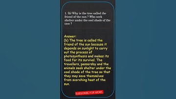 Why is the tree called the friend of sun #workbookanswers #textbookanswers