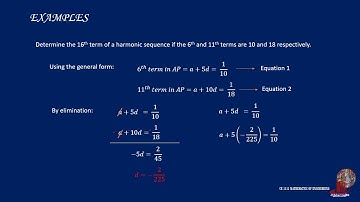 SEQUENCES AND SERIES: HARMONIC PROGRESSION