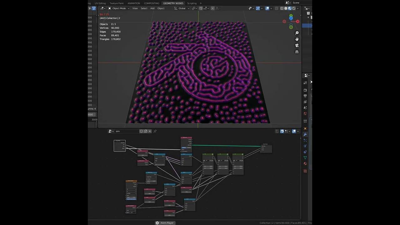 Blender Geometry Nodes Reaction Diffusion Solver #shorts - YouTube