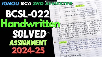BCSL-022 HANDWRITTEN Solved Assignment Jan 2025 | IGNOU BCA 2nd Semester Handwritten Assignment 2025
