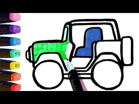 Jeep Car Drawing Coloring Pages For Kids Learn Colors World Of Eggs Youtube