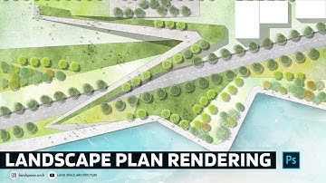 Landscape design master plan rendering in Photoshop