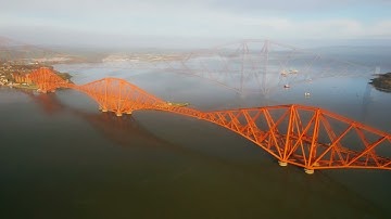 Forth Bridge in Edinburgh, Scotland [Drone Flying 4K ]