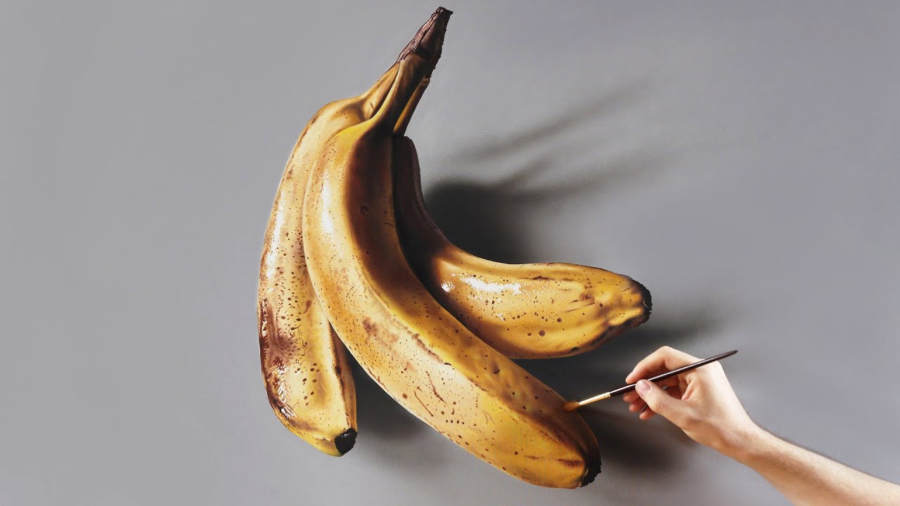⁣Bananas | Painting on canvas - How to Paint 3D Art