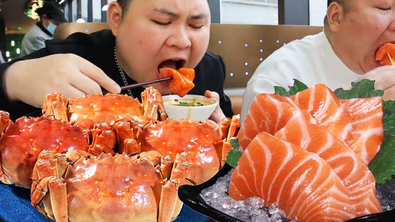 重庆358元一位的海鲜自助！超大螃蟹肉质肥美满满蟹黄，三文鱼筷子串着吃一口下去超过瘾【都市陈大胖】