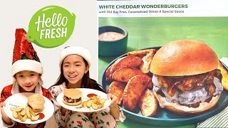 HELLO FRESH REVIEW PART 2 WHITE CHEDDAR WONDERBURGERS w/ old bay fries, caramelized onion巧達起司漢堡 #90