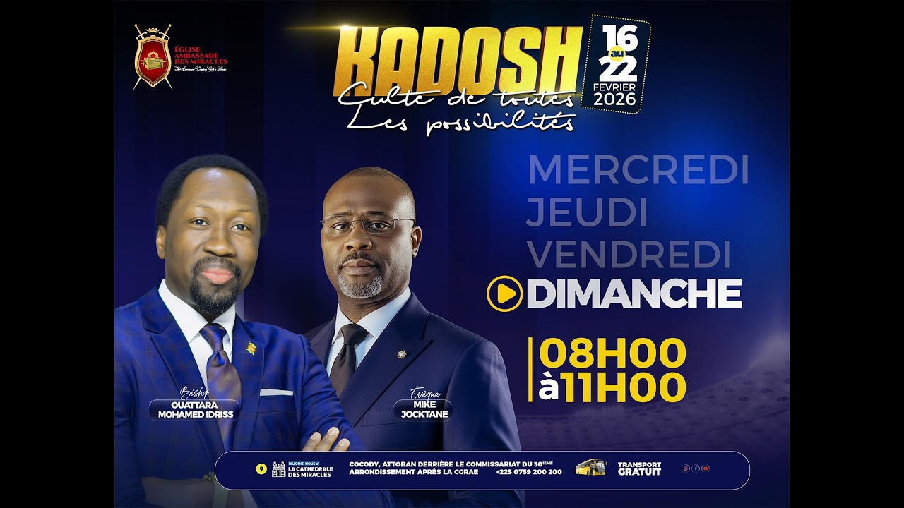 KADOSH 2026 I JOUR 22 I DIM 22 FEV 2026 I EVEQUE MIKE JOCKTANE