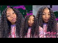 START TO FINISH INSTALL: 5x5 transparent lace real glueless jerry curly Wig 24inch Ft. Megalook 💗