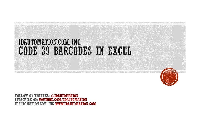 How To Create Code 39 Barcodes In Microsoft Excel Youtube