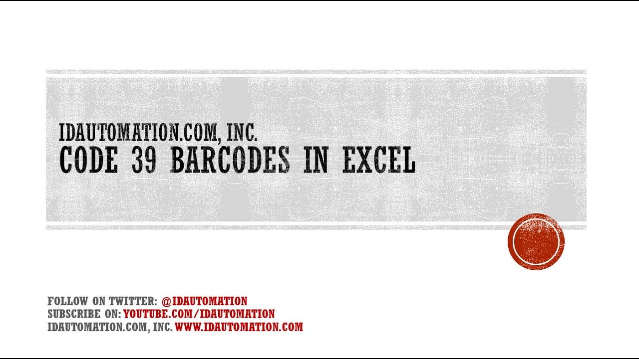 How to Create Code 39 Barcodes in Excel - YouTube