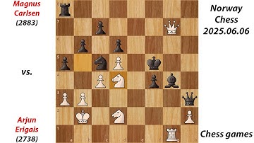 Magnus Carlsen vs. Arjun Erigais | Norway Chess 2025.06.06 | Chess games