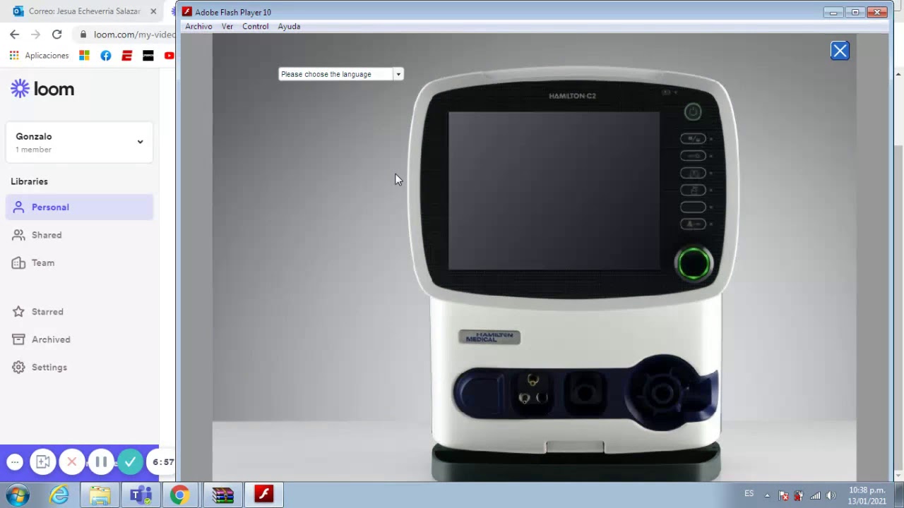 Simulador Ventilador Mecánico Hamilton C2