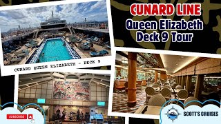 Cunard Queen Elizabeth Deck 9 (Lido Deck) Tour - #cruiseship #cunard #cunardline