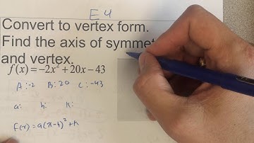 08 Standard Form to Vertex Form  (With Calculator Table) Example 4