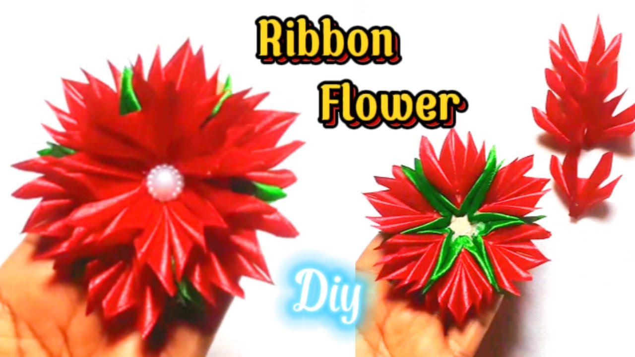 DIY Ribbon Flower/Making a Christmas Flower/DIY Cute Christmas