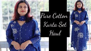 Cotton Kurta Set Haul Indian Office Wear Outfit Stylish Kurta Design Momatiara