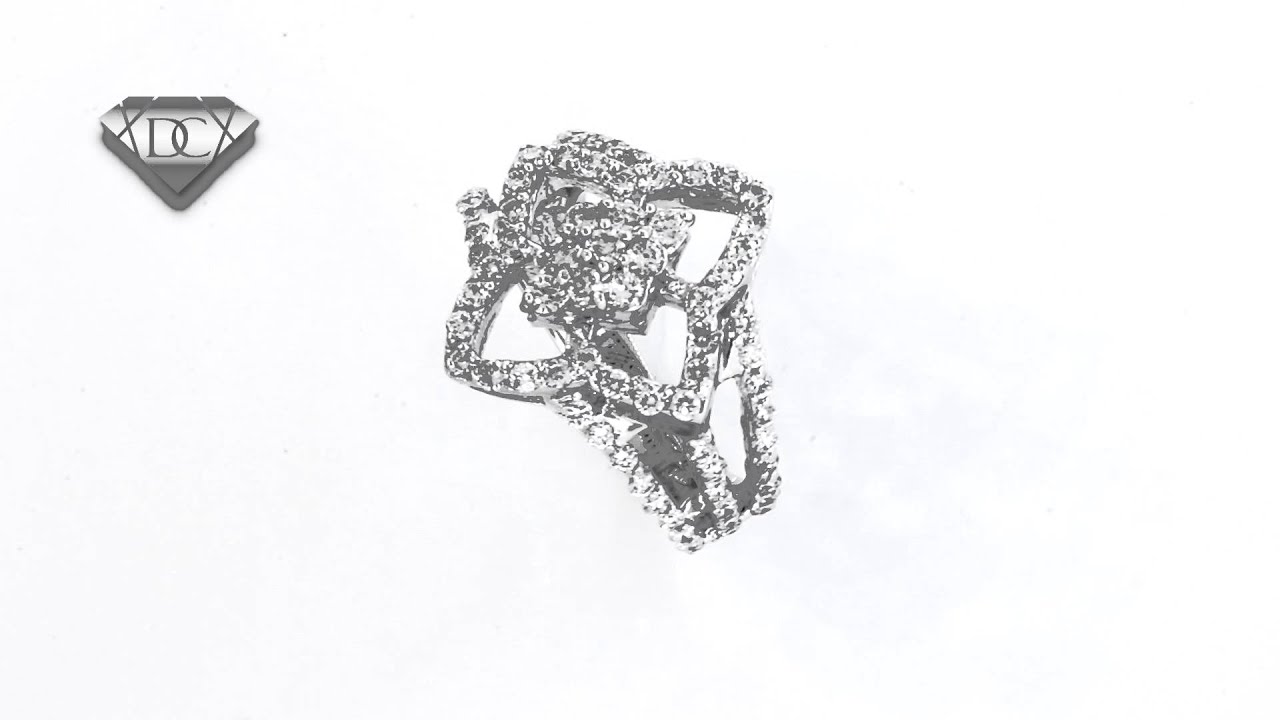 Flower Diamond Right Hand Fashion Ring Band in 14K White Gold (1.35 ct