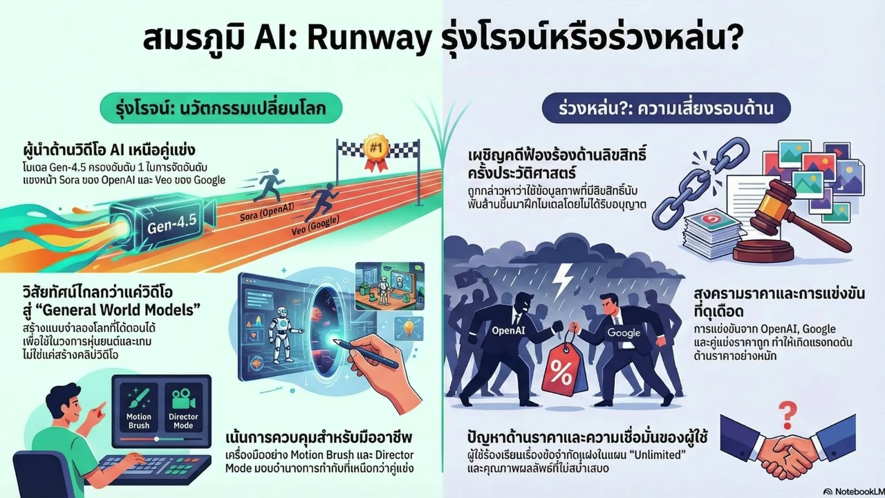 ดีเบต Runway AI รุ่งหรือร่วง? คดีลิขสิทธิ์พันล้าน ปะทะ โมเดลจำลองโลก