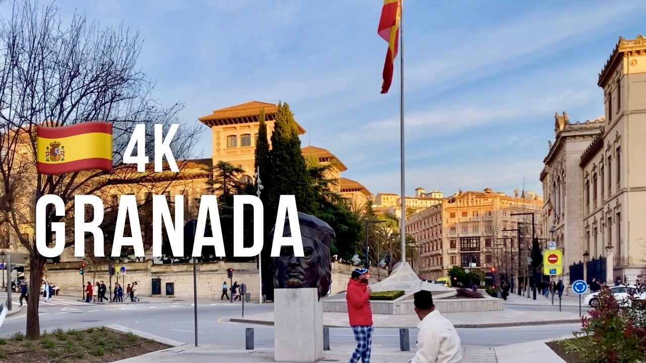 Granada en 4K 🇪🇸 Del centro histórico al Parque del Triunfo | Paseo completo a pie