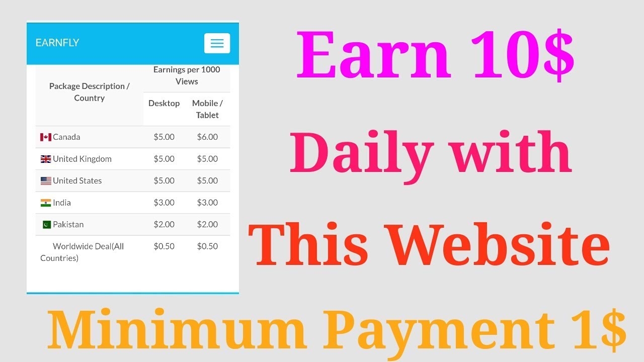 Earn 10$ daily with this website | earnfly url shortener | high cpm url shortener