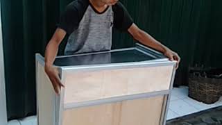 Booth Portable alumunium model biasa standar ukuran S panjang 80x40x170cm.PROSES MELIPAT