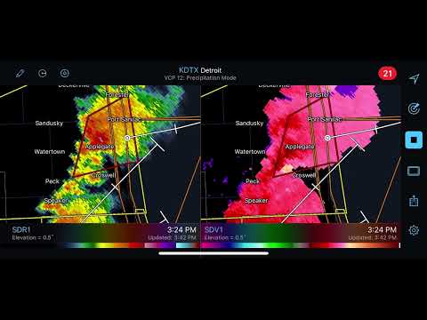 Croswell, MI Tornado Warning 7/20/22 Radar Loop