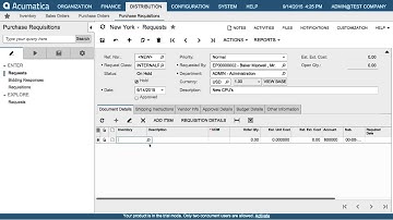 Acumatica Workflow from Request to PO