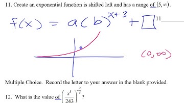 Day 15   Test D   #11   Create and Exponential Function Given the Range