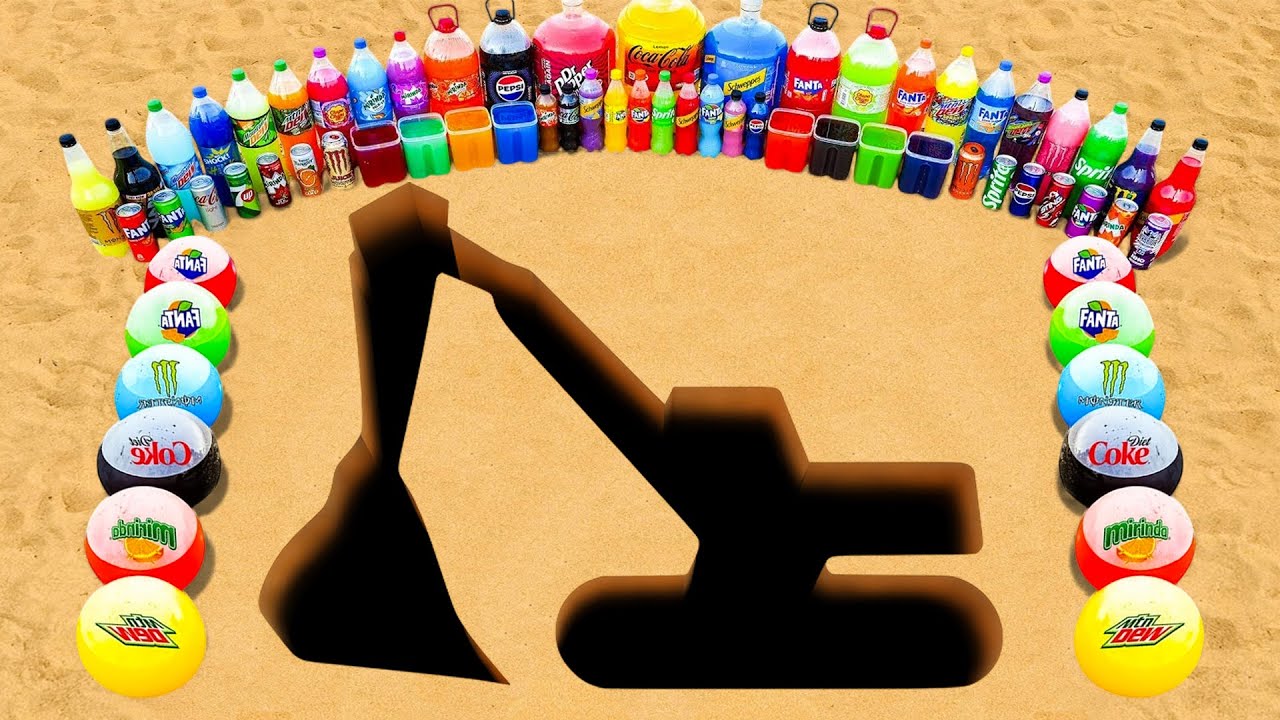 Как сделать экскаватор из больших шариков Orbeez, Mountain Dew, гигантских шариков из газировки, ...
