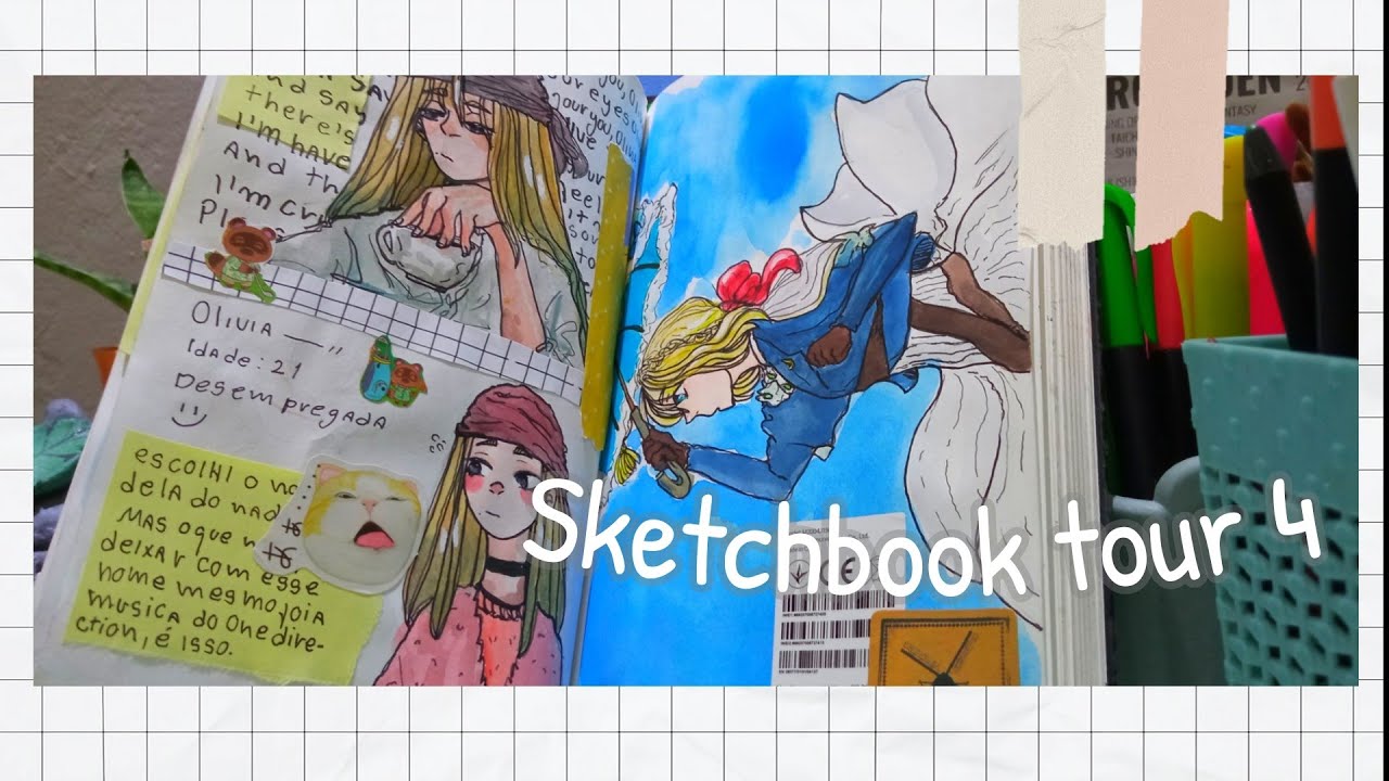 Tour pelo meu sketchbook número 4 (2021) - parte 1 🌱