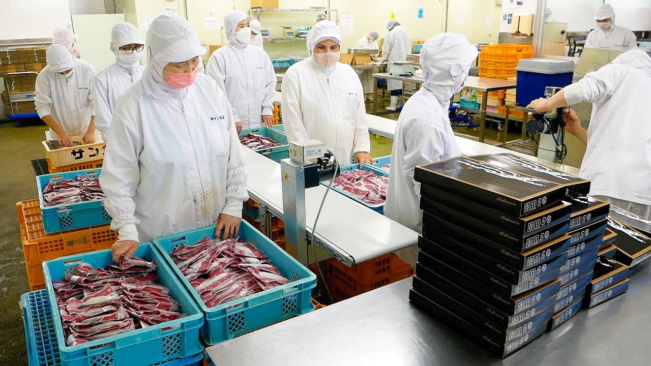 Удивительная японская рыбная фабрика на гриле! Процесс создания этого сюрприза!