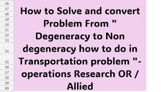 How to Solve and convert Degeneracy to Non degeneracy |How to do in Transportation problem|Tamil|