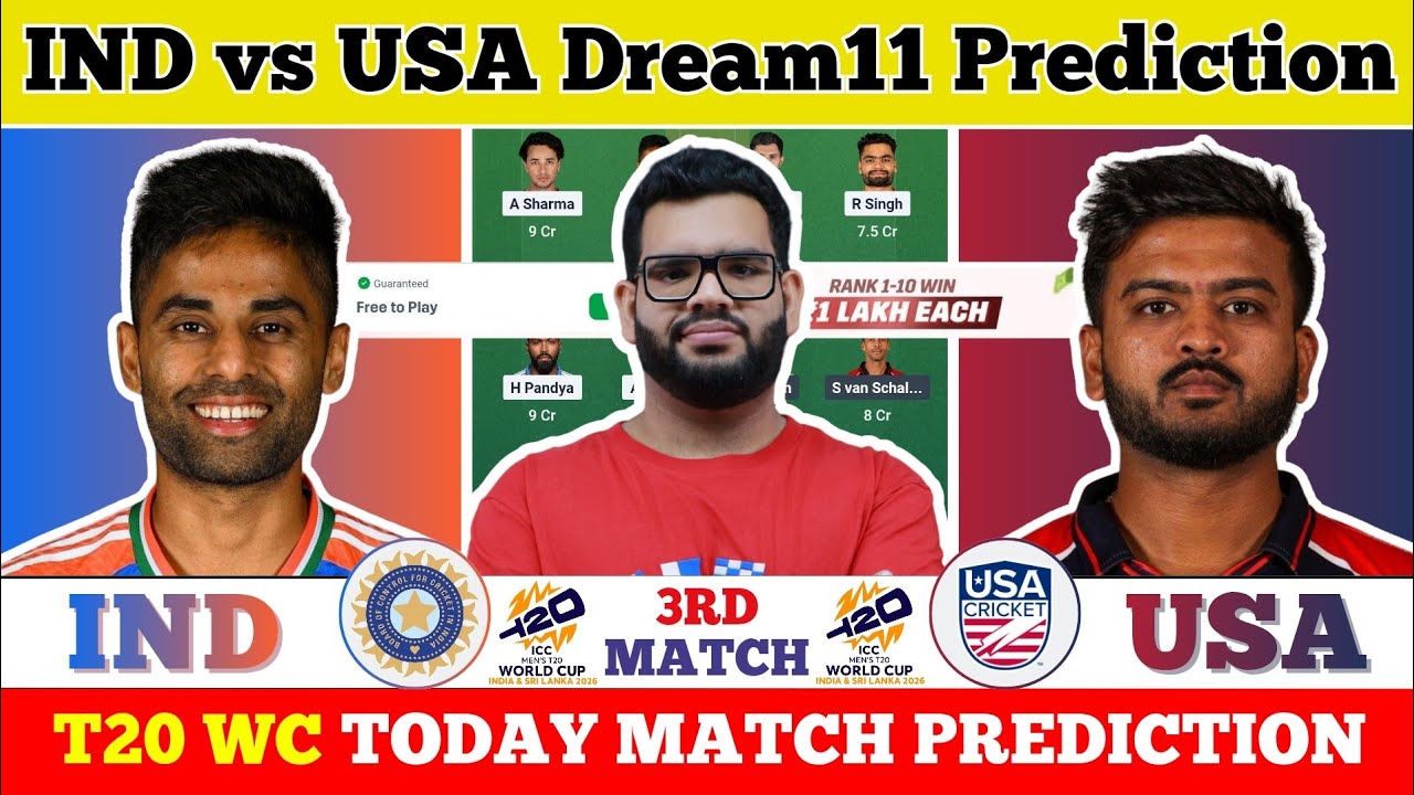 IND vs USA Dream11 Prediction| IND vs USA Today Match Prediction| T20 World Cup Match 3