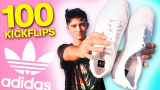 100 Kickflips In CANVAS SKATE SHOES  *adidas 3MC*