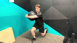 Moras - Hip Extension Prep - Oscillatory Split Squat - MB Bear Hug - Torso Rotated -Wall-Reference