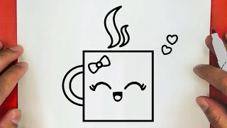 كيف ترسم كوب قهوة كيوت وسهل خطوة بخطوة / رسم سهل / تعليم الرسم للمبتدئين || Cute Coffee Cup Drawing