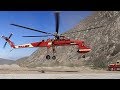 Skycrane S-64 E Sikorsky setting power poles for Southern California Edison