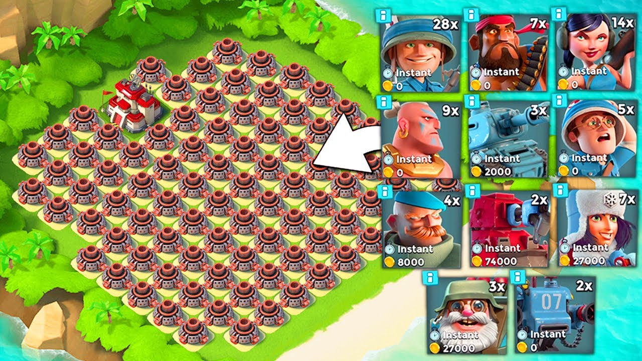 Boom Beach EVERY TROOP vs All Mortar Base YouTube