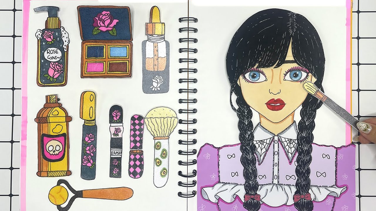 [🌸Paper DIY🌸]  DIY Dark Rose Makeup Paper - Wednesday Style 💄 | Nghĩa Paper 아트지