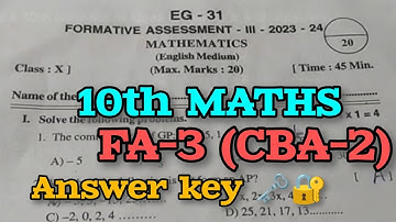 10th 💯FA3 Real MATHS full Question Paper with Answers key 🗝️🔐| FA-3 💯 MATHS QUESTION PAPER 2023-2024