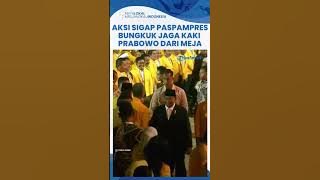Tersorot! 2 Anggota Paspampres Bungkuk Demi Lindungi Kaki Prabowo dari Meja saat Hadiri HUT Golkar