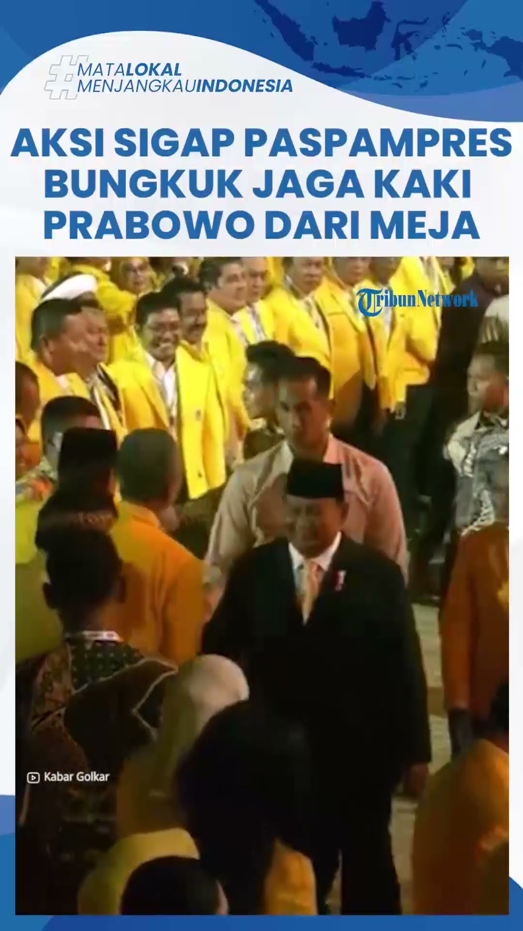 Tersorot! 2 Anggota Paspampres Bungkuk Demi Lindungi Kaki Prabowo dari Meja saat Hadiri HUT Golkar