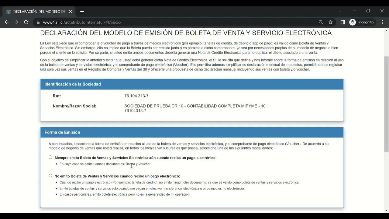 Como declarar modelo de emisi n sii youtube