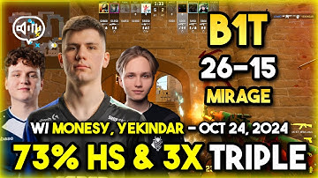 b1t 26-15 w/ m0NESY, YEKINDAR on Mirage - 73% HS & 3X TRIPLE - FACEIT 3900ELO - Oct 24, 2024
