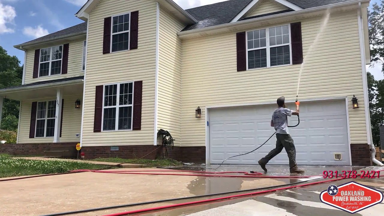 How to House Wash, Oakland Power Washing Cleaning our Anniversary Home in Clarksville, TN - YouTube