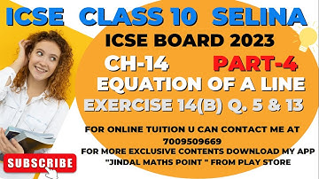 Class 10 ICSE Maths Ch-14: Equation of a Line | Selina Solution Guide| Ex-14(B) Q. 5-13