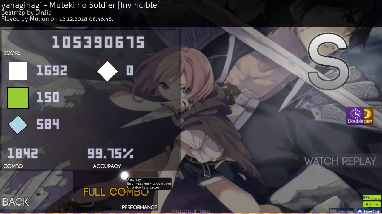 osu!catch | Motion | yanaginagi - Muteki no Soldier [Invincible] +HD,DT 99.75% #1 FC 558pp